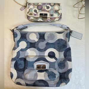Coach Kristin Graphic Denim Op Art Hobo Bag & Contrasting Wristlet